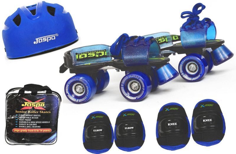Jaspo Blue Men Intact Senior Skates Combo (skates+helmet+knee+elbow+bag)suitable for age 6 to 14 years Skating Kit