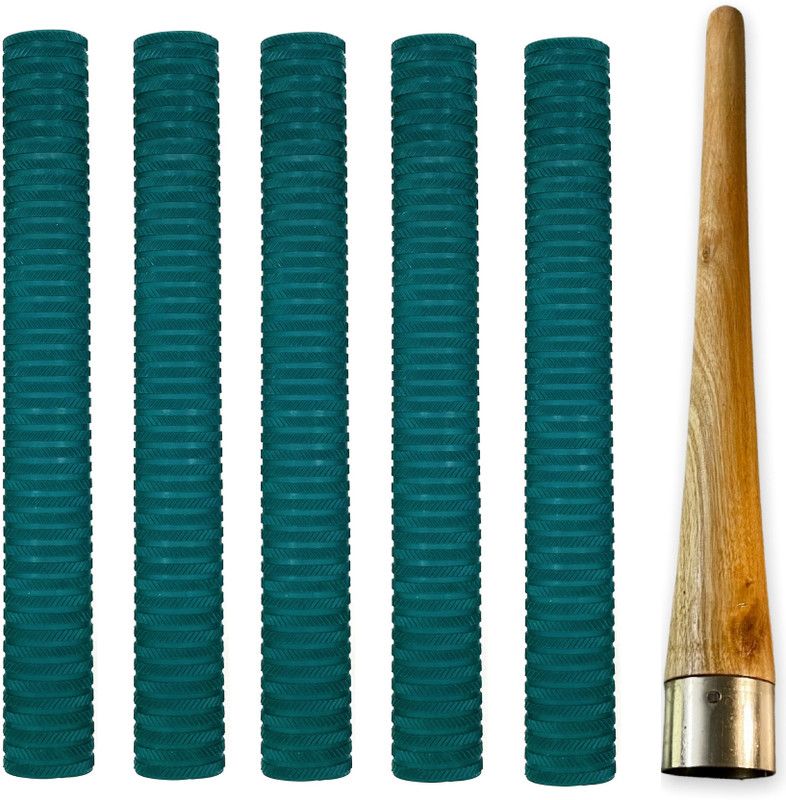 LIVOX First Quality Ring Texture 5 Cricket Bat Grips And 1 Grip Cone Extra Tacky  (Green, Pack of 6)