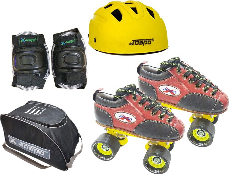 Jaspo Black Panther Eco Shoe Skate Combo Foot length 19.0 cms Size : 12 UK ( Age group 5-6years) Skating Kit