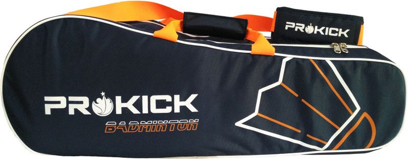 Prokick Neon Series Badminton Kitbag with Double Zipper Compartments - Navy/Neon Orange  (Blue, Kit Bag)