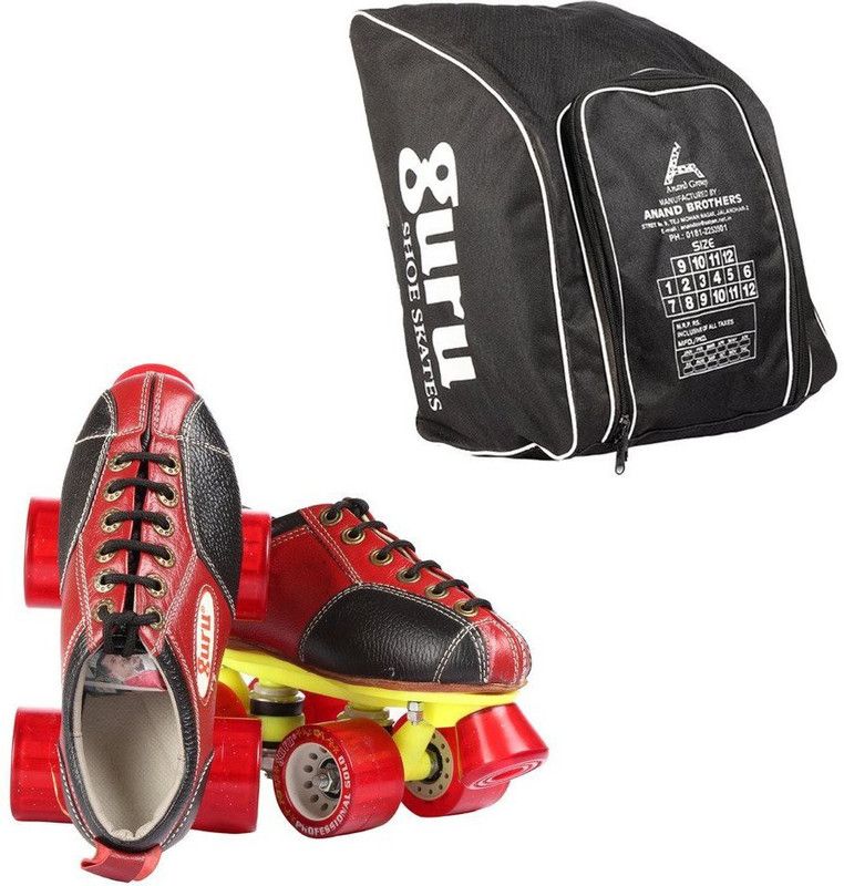 GURU Senior Special Gold Skating Shoes Quad Roller Skates - Size 8 UK  (Multicolor)