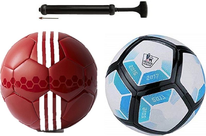 Unik Sea Red + Lalinga Blu Football Combo With Durable Air Pump. Football Kit