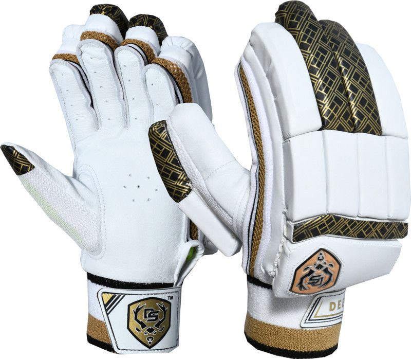 D S SPORTS Elite Pro Batting Gloves  (White, GOLDEN, Black)