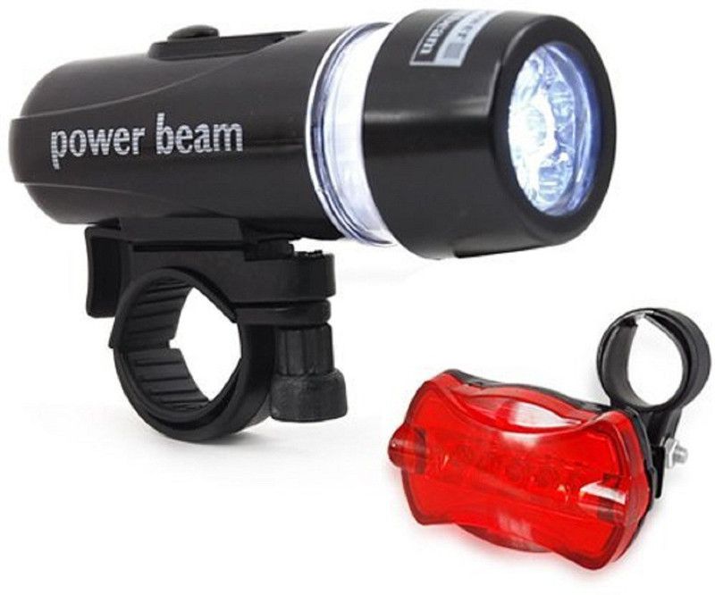 Protos India.Net Headlight Power Beam and Red Tail Combo Battery WJ 101 Bike Bicycle LED Front Rear Light Combo  (Black)