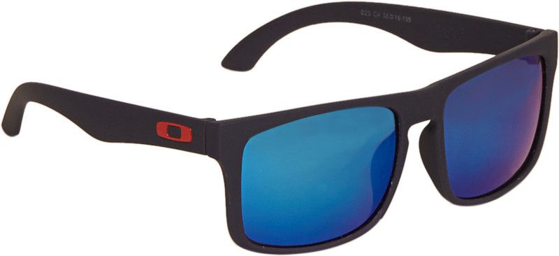 VAST UV Protected Blue Mirrored Black Rectangle Cycling Goggles  (Blue, Black)