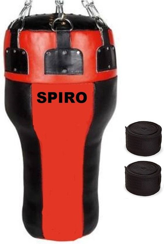SPIRO Red & Black Color, 2.5ft Unfilled, Uppercut Punching Bag with Chain & Handwraps Uppercut Bag  (Heavy, 76 cm)