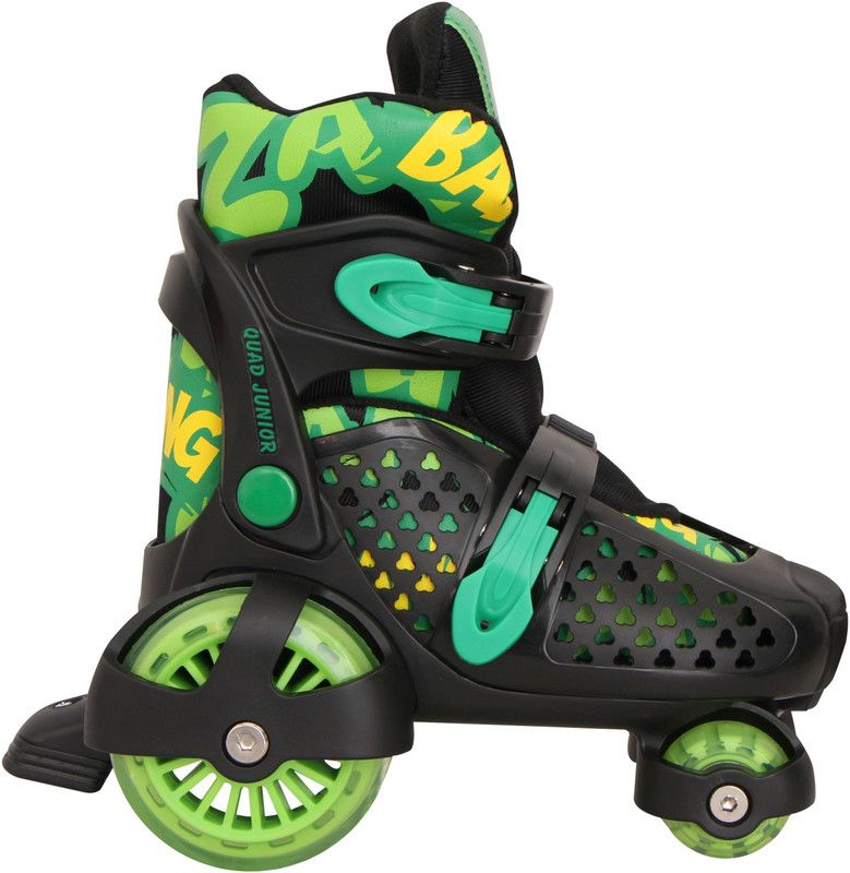 NIVIA Quad Juniior Quad Roller Skates - Size 30-33 (Kids) Euro  (Green, Black)