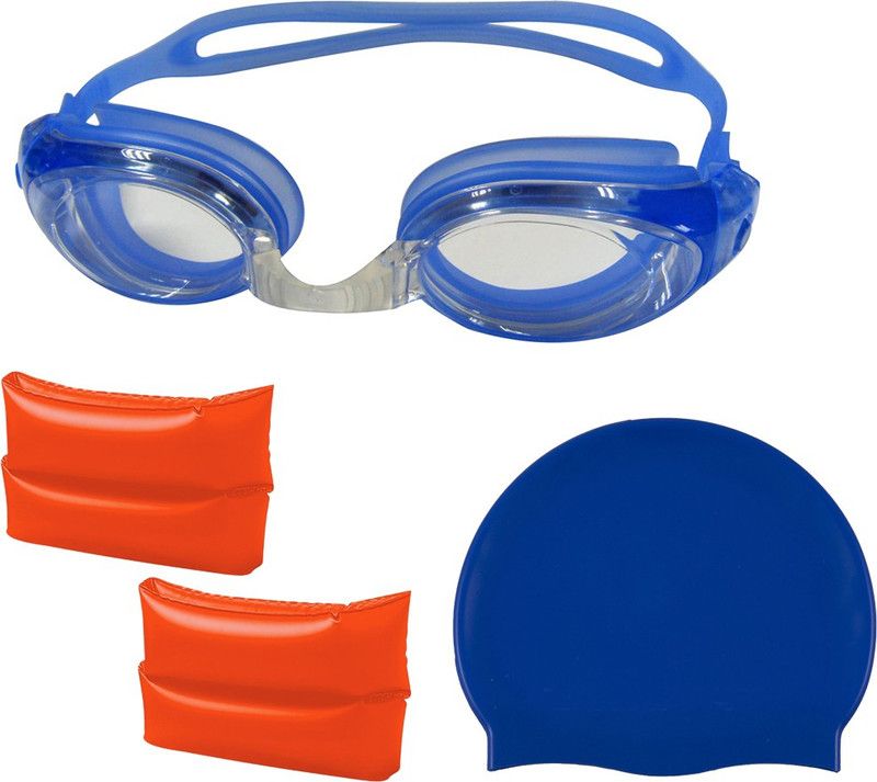 GOLDDUST Swimming Goggles, Silicone Cap with ArmBand for 3-6 Year Child Swimming Kit