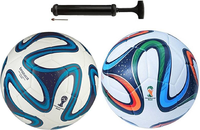 NICE Brazzuka Blue + 4 Color BrazzukaCombo Football + Pump Football Kit