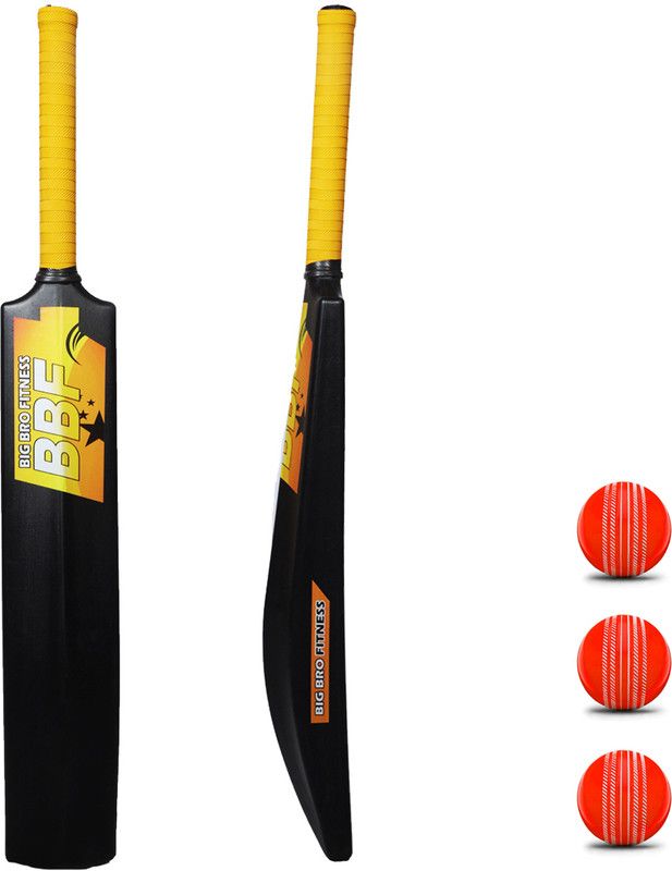 BIG BRO FITNESS PVC CRICKET BAT WITH 3 ORANGE WIND BALL FOR KIDS (SIZE-5) Cricket Kit