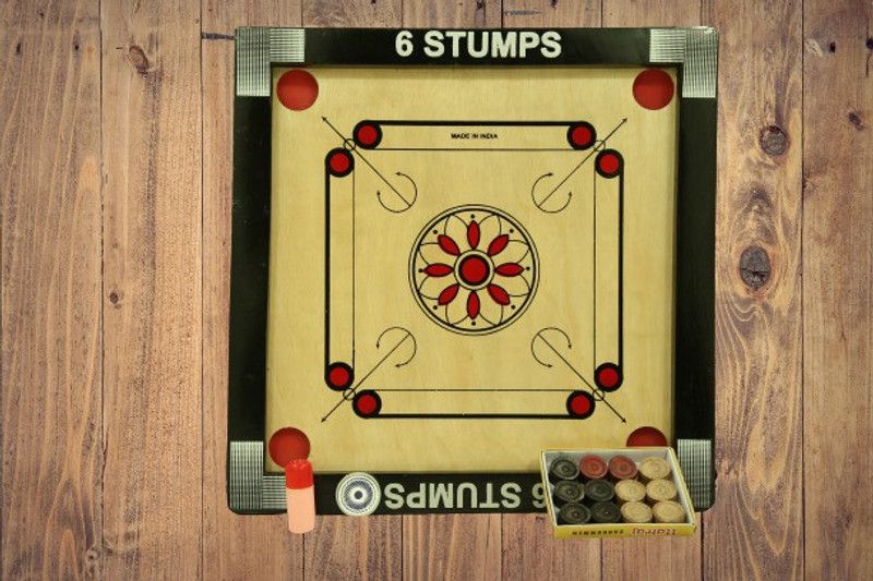 6 stumps CARROM BOARD 50 cm Carrom Board  (Yellow)