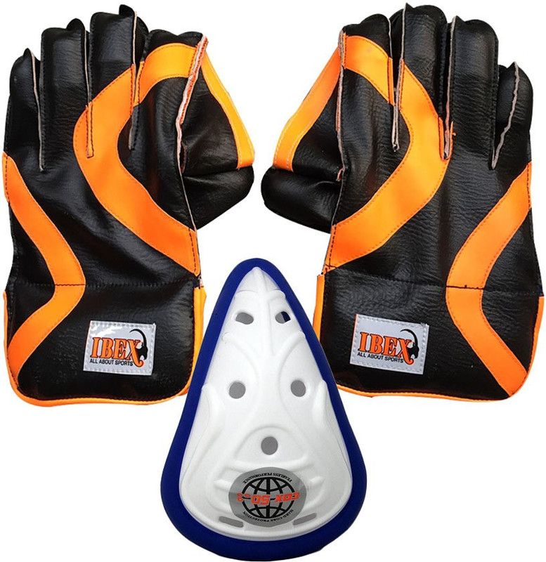 IBEX College Wicket Keeping Gloves Combo With Abdominal Guard Cricket Kit