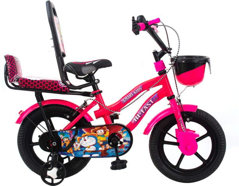 Hi-Fast Bicycle For Kids with Training Wheels (Semi Assembled) 14 T Road Cycle  (Single Speed, Pink)