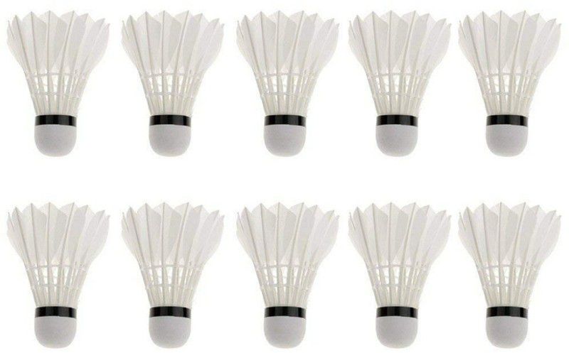 HK Sport & Toys Shuttlecock Pack of 10 Feather Shuttle Cock (White) Feather Shuttle - White  (Fast, 79, Pack of 10)