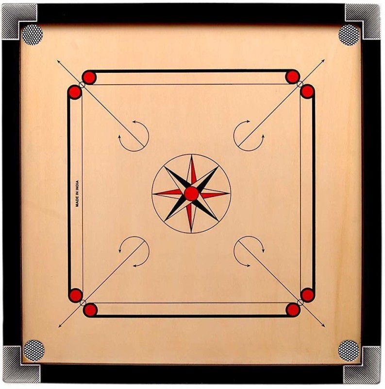 HACKERX Matte Finish Medium Carrom Board with Wooden Coins Striker Powder (26 x 26 Inch) 66 cm Carrom Board  (Brown, Black)