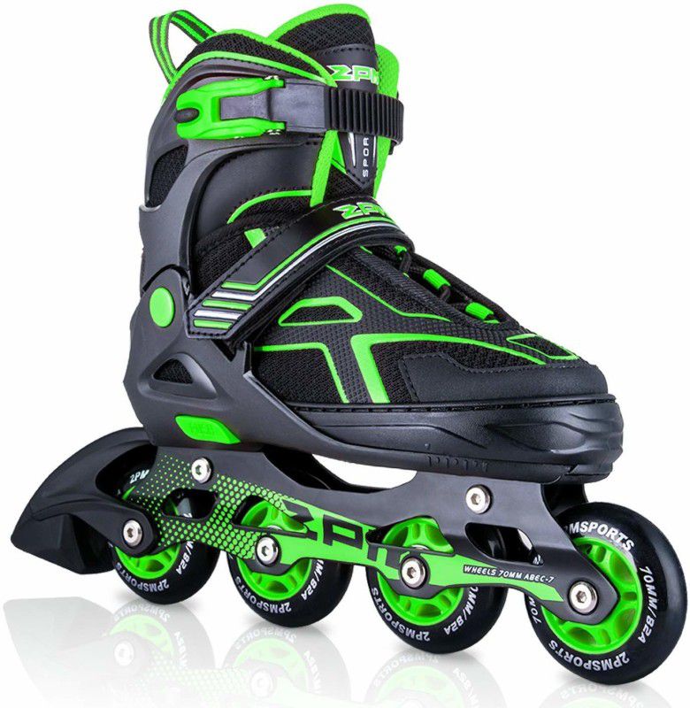 HHS SPORTS 3 in 1 Convertible, Adjustable Inline Skates for Adults and Kids (Green) In-line Skates - Size 7-9 UK  (Green)