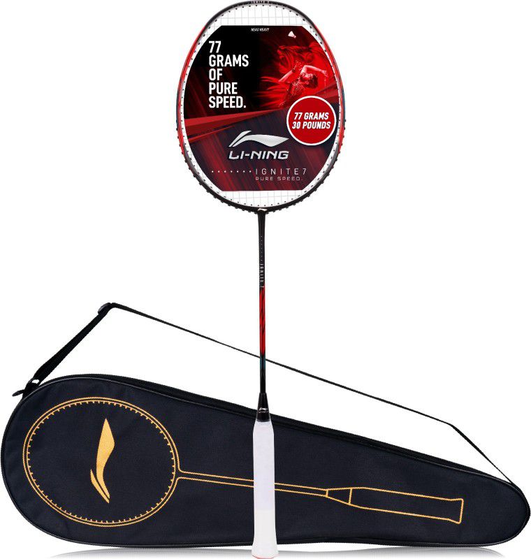 LI-NING Ignite 7 Black, Red Strung Badminton Racquet  (Pack of: 1, 77 g)