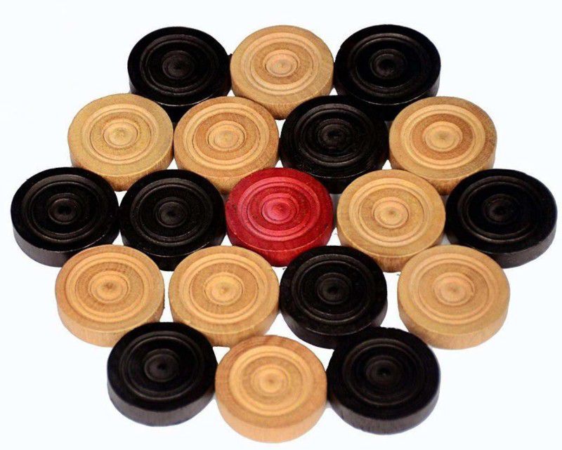 Stonkraft High Quality Wooden Carrom Coin | 20 Coins with Stiker & Powder Carrom Pawns  (Pack of 20)