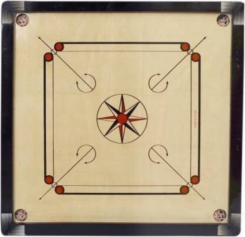 HACKERX (32 X 32) Glossy 32 inch Carrom Board with wooden Coins Striker 80 cm Carrom Board  (Brown)
