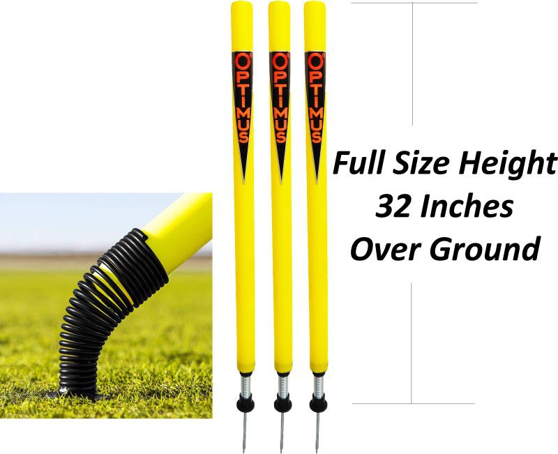 Optimus Cricket Plastic Target Stump Wicket 3 Pcs-Flexible Steel Spring & Ground Spike  (Yellow)