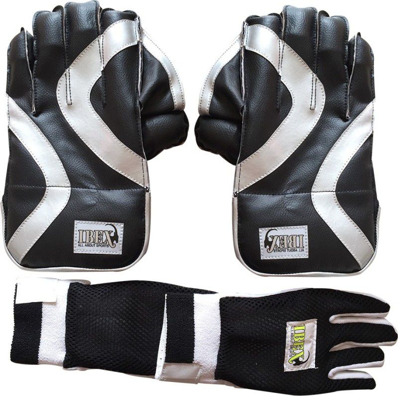 IBEX Practice Wicket Keeping Gloves Combo With Inner Gloves Wicket Keeping Gloves  (Black)