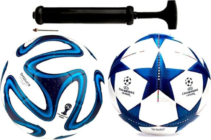 RIO PORT Blue with blue star with football pump (pack of 2 football ) Football - Size: 1  (Pack of 1, Multicolor)