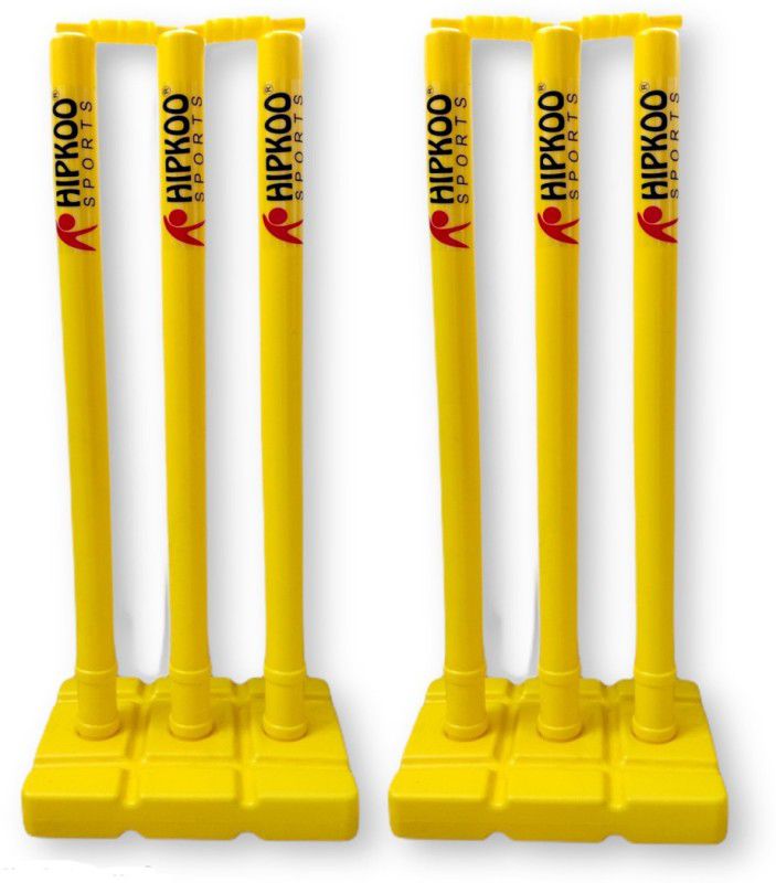 Hipkoo Sports Hard Plastic Stumps (Set Of 6) With Base and Bails  (Yellow)