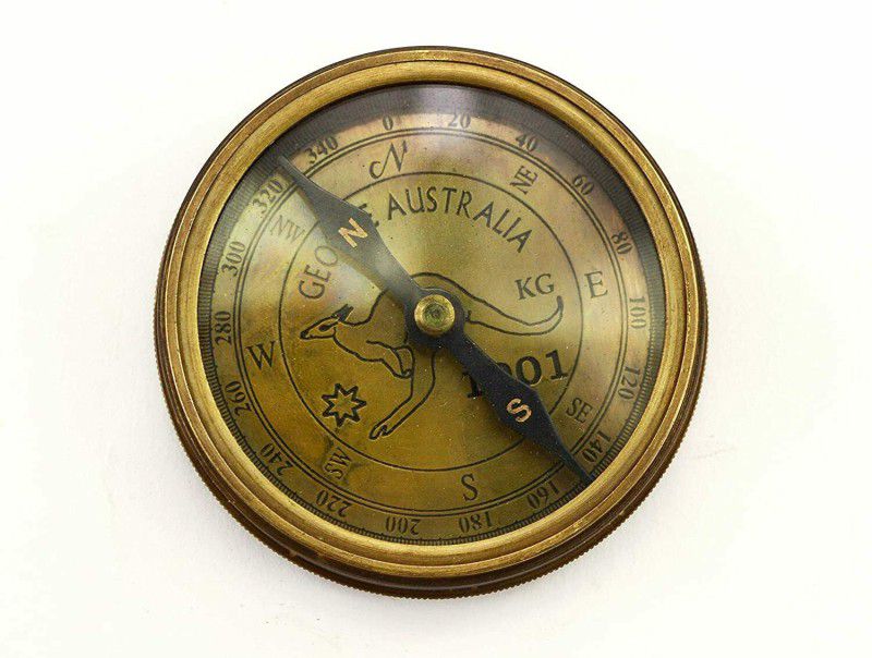 Prettycraft Brass Kangaroo Design Compass/Pocket Compass Antique Look 3 Inch Compass  (Gold)