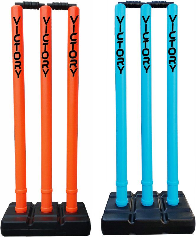 VICTORY Solid Cricket Wickets , Cricket Stump , Cricket Wickets Plastic  (Orange, Blue)