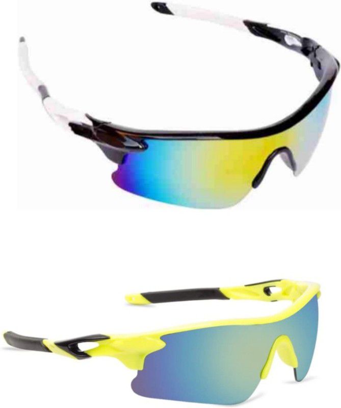 CRROPS Sports Goggles (Black - White & Yellow - Black) for Cricket/ Running/ Cyclling Cricket Goggles
