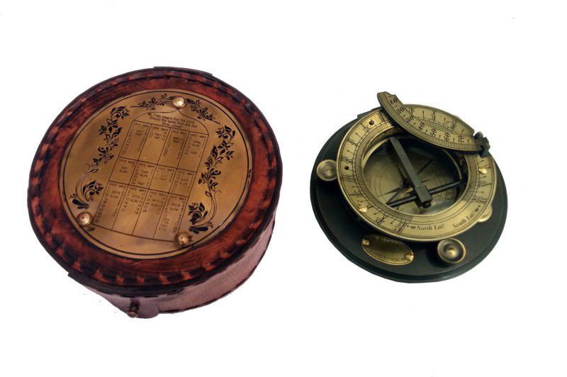 Stark Export House STARK Brass 4 inch Sundial Compass with Leather Box Great Antique Gift Item Compass  (Brown)