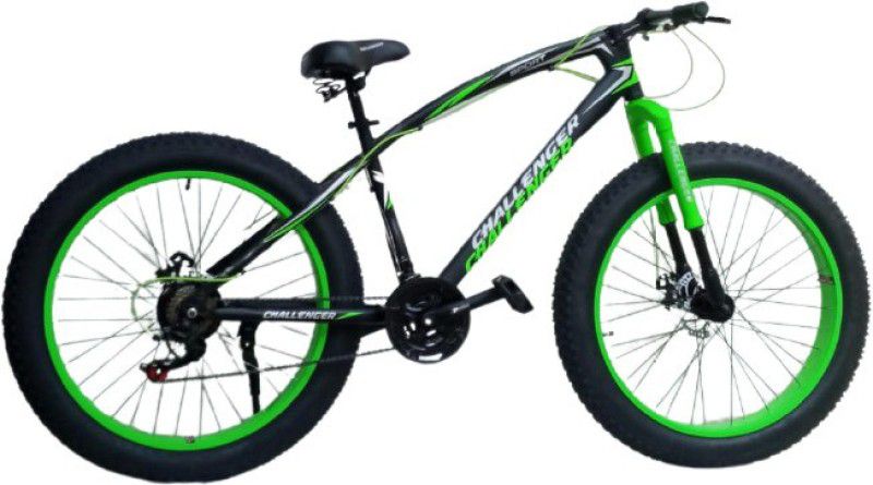 Fat Bike Challenger Sport 21 Speed Dual Disc Front Suspension 26 T Fat Tyre Cycle  (21 Gear, Green)