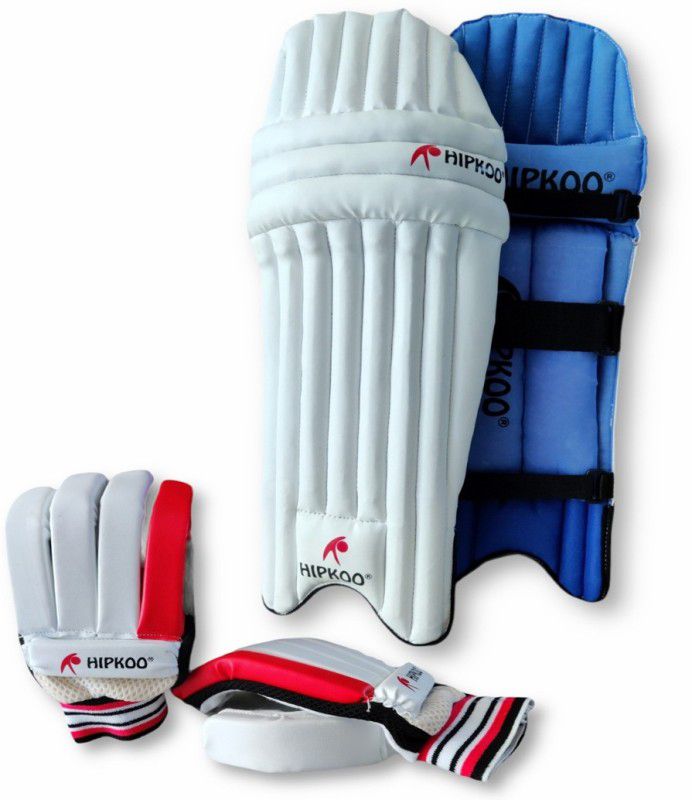 Hipkoo Sports Super Quality Cricket Combo (Leg Guards & Right Handed Batting Gloves) Cricket Kit