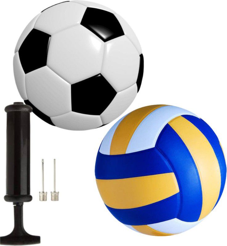R45 Classic Volleyball + Classic Football Combo with manual pump & needle 2 Football Kit