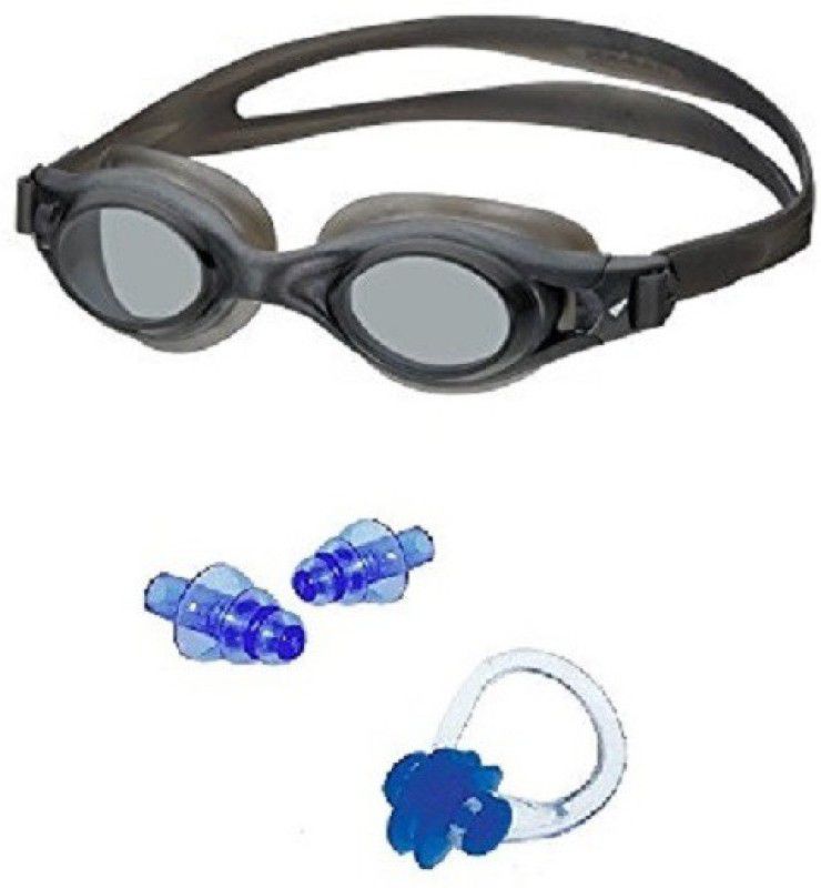YUKI BLACK COLOR GOGGLES WITH EAR & NOSE PLUG Swimming Kit
