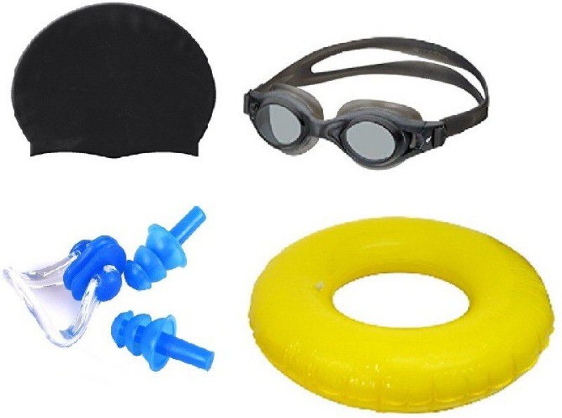 YUKI MULTICOLOR COLOR GOGGLES, CAP WITH EAR, NOSE PLUG & 70 CENTIMER TUBE Swimming Kit