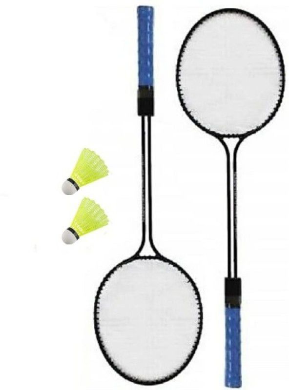 CLOVERBYTE Double Shaft Racquet 2 Piece With 2 Piece Nylon Shuttle Cock Badminton Kit