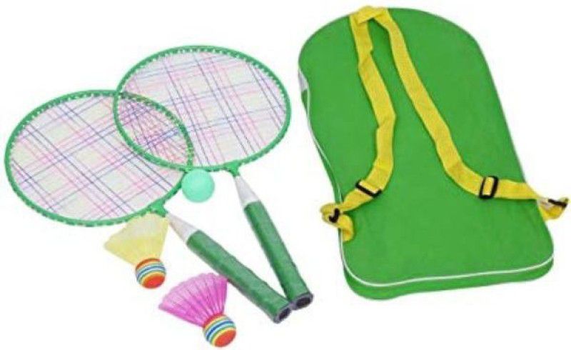 labh traders KIDS RACQUET SET WITH 3 MULTICOLOUR SHUTTLES Badminton Kit