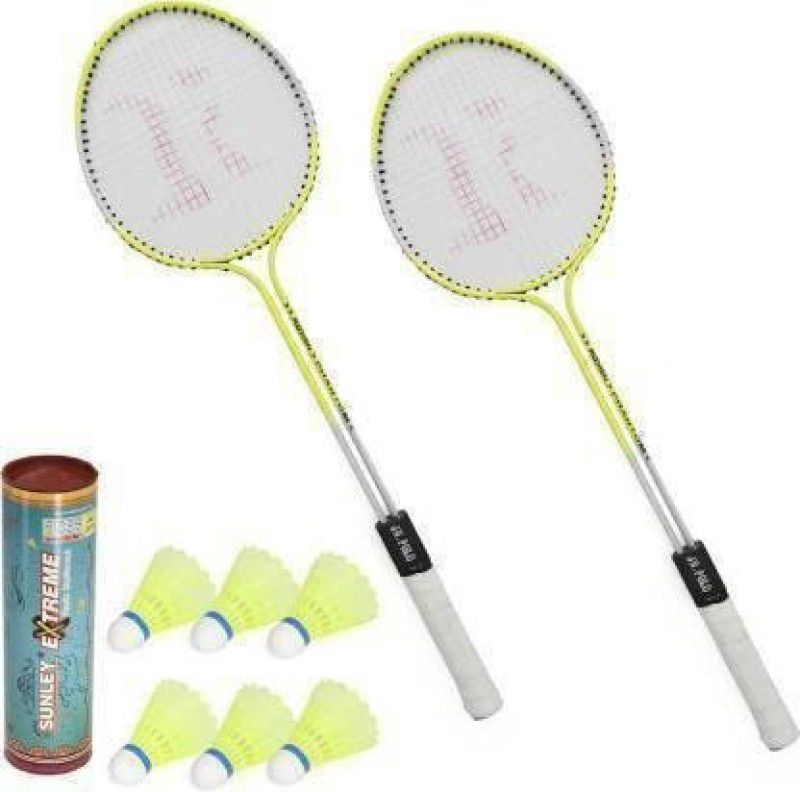 KANG Phantom Double Shaft Badminton Racquet Set with 2 Racquets and 6 Shuttle Corks Badminton Kit