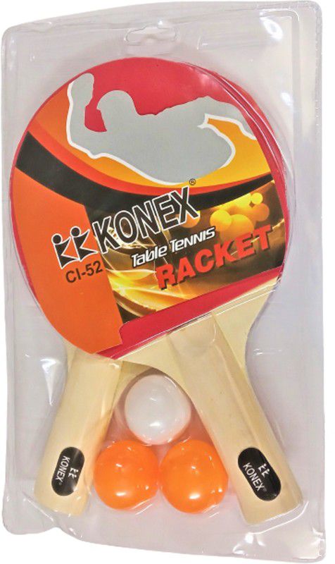 LAZY LEO Table Tennis Racket Set/Kit, 2 Racquets Made of Wood & 3 Balls. Multicolor Table Tennis Racquet  (Pack of: 1, 200 g)