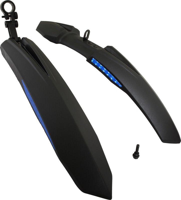 Dark Horse Bicycle Atom Mudguard with Reflective Tape, Black-Blue Clip-on Front & Rear Fender  (Blue)