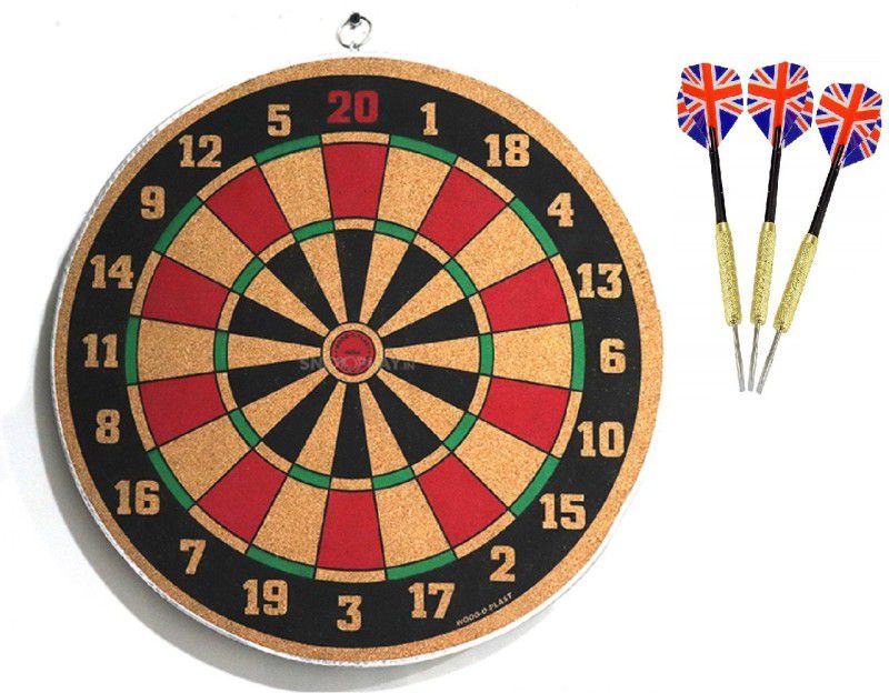 Forever Online Shopping Wooden Dart Board 16 Inches With 3 Darts Uk 40 cm Dart Board  (Brown)