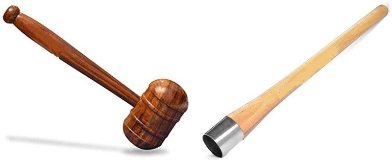 HHS SPORTS Combo of Grip Cone With Bat Hammer Wooden Bat Mallet