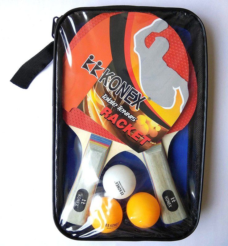 LAZY LEO Table Tennis Racket Set, 2 Racquets Made of Wood & 3 Balls Packed in Pouch Bag. Multicolor Table Tennis Racquet  (Pack of: 1, 330 g)