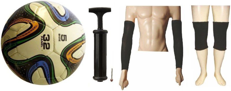 FACTO POWER Football Tricolor with Air Pump, Pair of Elbow Support and Knee Cap Football Kit