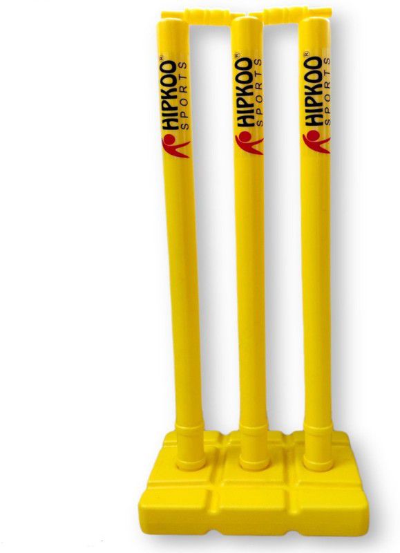 Hipkoo Sports Clean Sweep Plastic Wickets (Set Of 3) with Base and Bails  (Yellow)