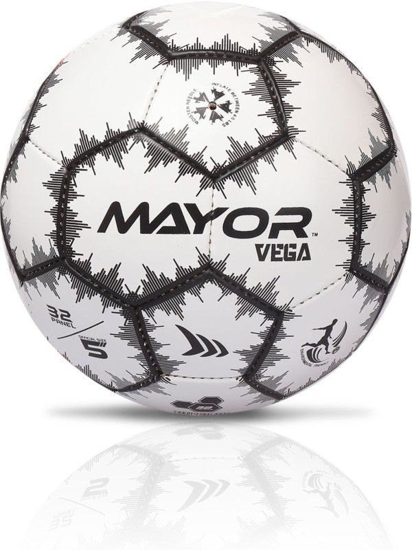 MAYOR Vega Football - Size: 5  (Pack of 1, White, Black)