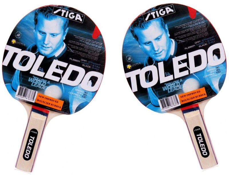 COSCO Stiga Toledo Table Tennis ( 2 Bat ) Multicolor Table Tennis Racquet  (Pack of: 2, 350 g)