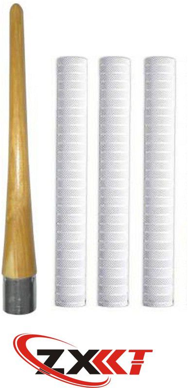 Zxxxt Combo of 3 Cricket Bat White Grip (GT) + One Wooden Grip Cone Chevron  (White, Pack of 4)