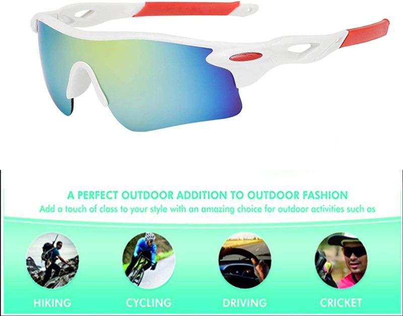 Cereto White & Red Sports Googles Mirrored UV Protection For Boys Cricket Goggles Camping & Hiking Goggles